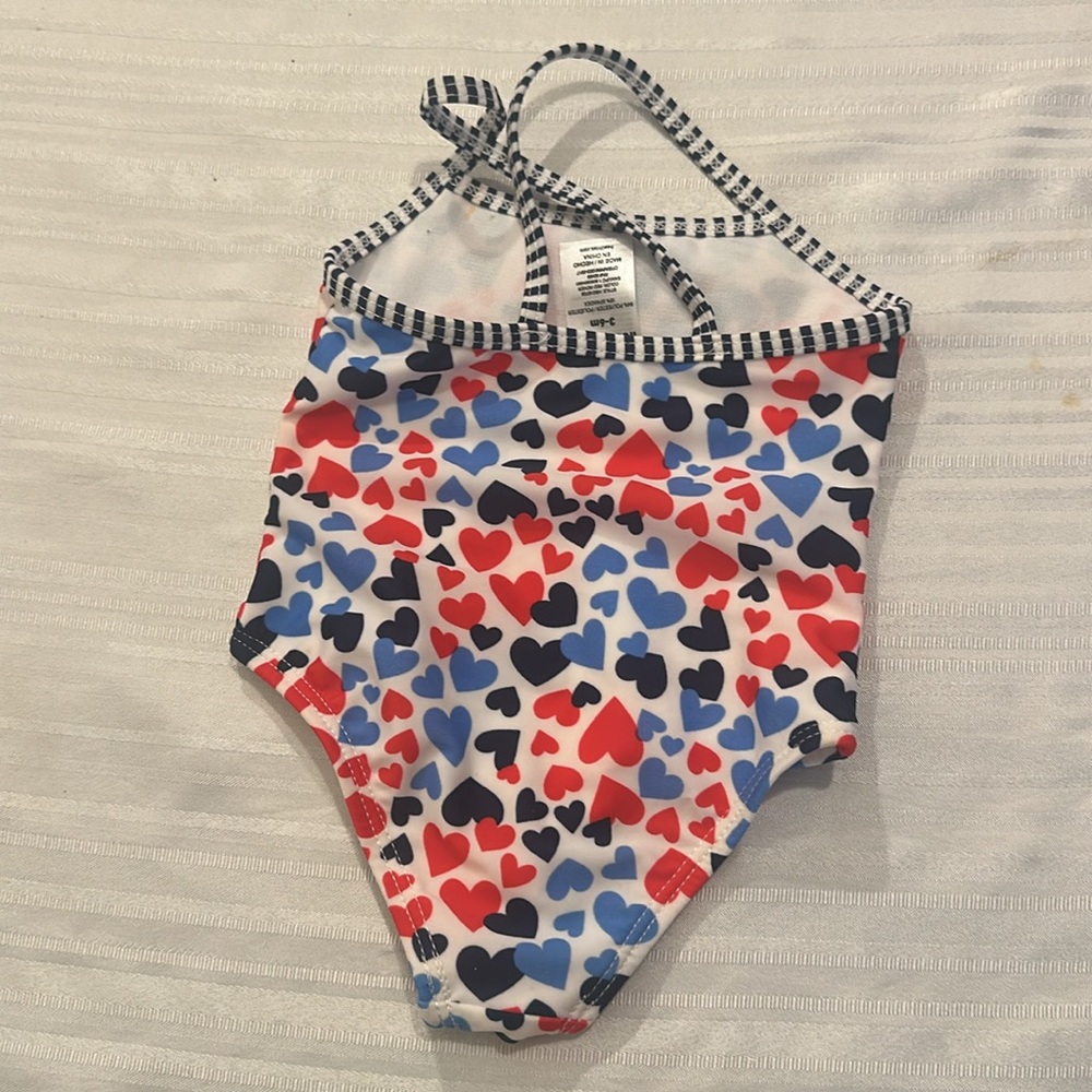 Heart Patterned Swimsuit with Ruffle - Picture 2 of 3